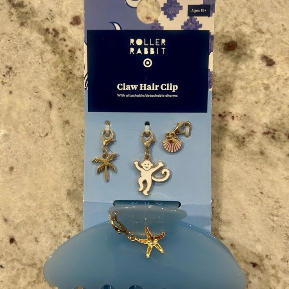 Roller Rabbit Accessories - Roller Rabbit c Target Blue Claw Hair Clip with Gold Charms